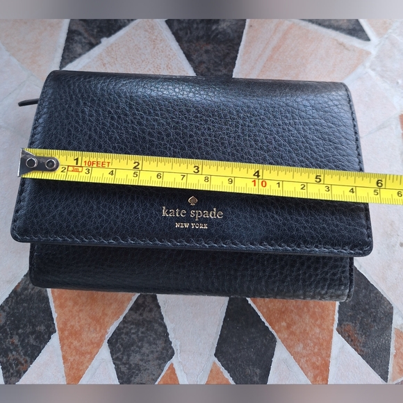 Kate Spade New York Grey Street Callie Pebble Leather TriFold Wallet Black-pics - Picture 7 of 10